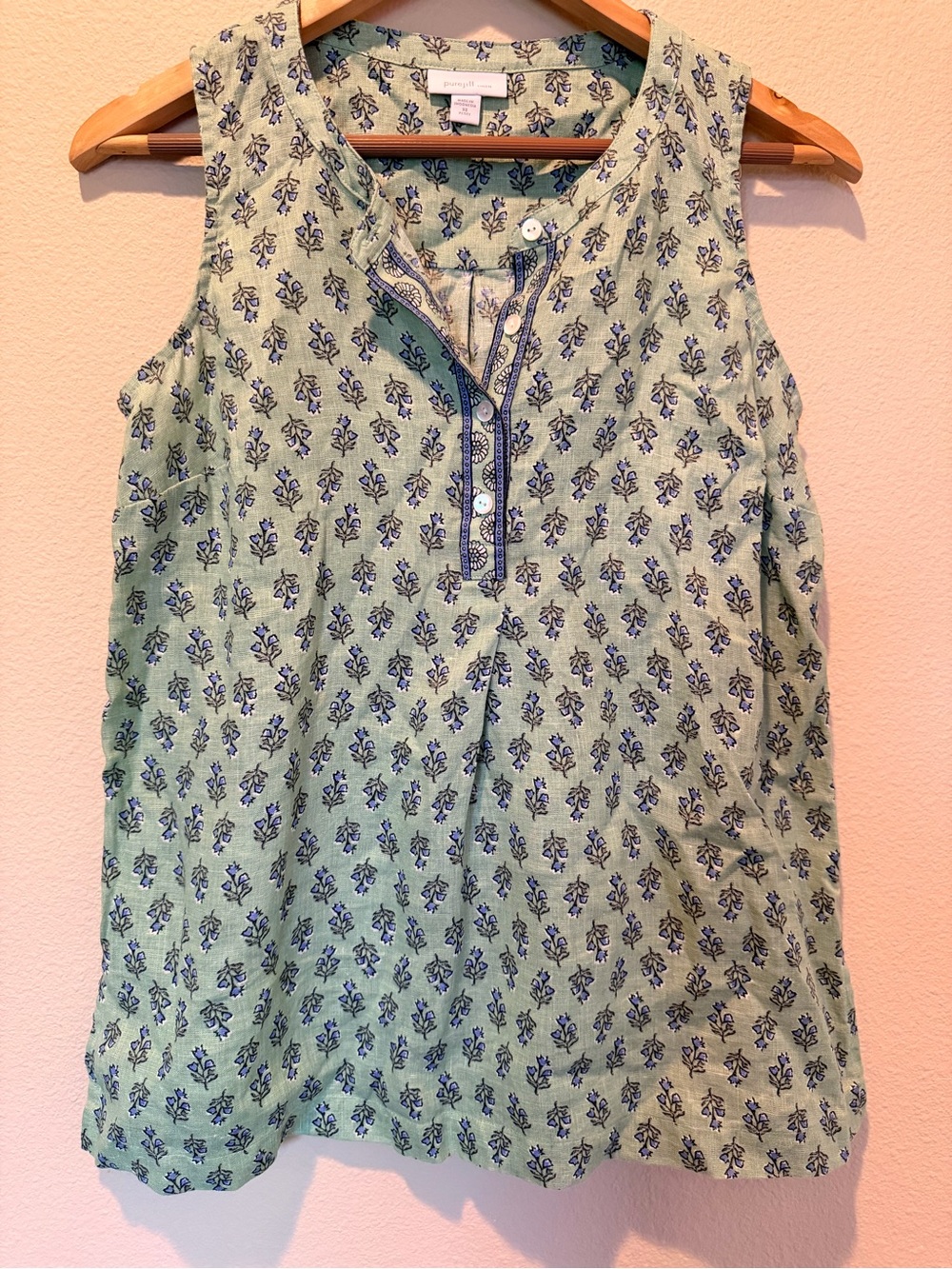Pure Jill J.Jill 100% Linen Floral Tank Top XS Petite NWOT #0016